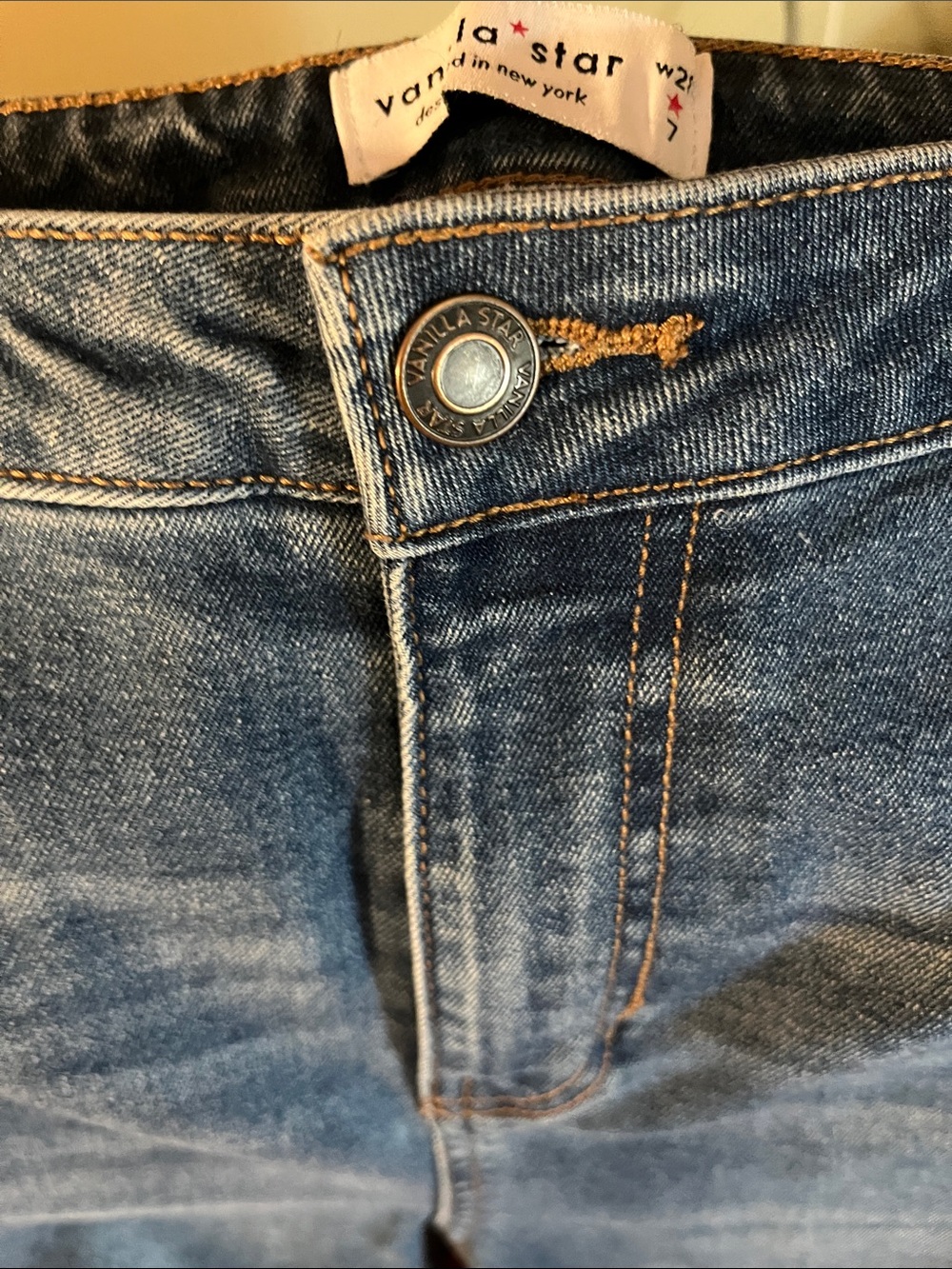 Vanilla Star Women’s Flare Leg Blue Denim Jeans